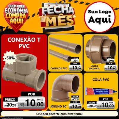 Modelo de Rede Social para Feed Facebook com o tema Fecha Mês para Tubos e conexões