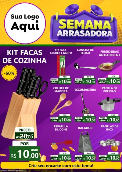 Modelo de Encarte para Encarte A4 Vertical com o tema Semana Arrasadora para Utilidades Domésticas