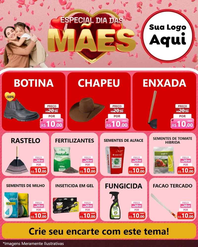Modelo de Rede Social para Feed Instagram com o tema Especial Dia Das Mães para Agropecuária