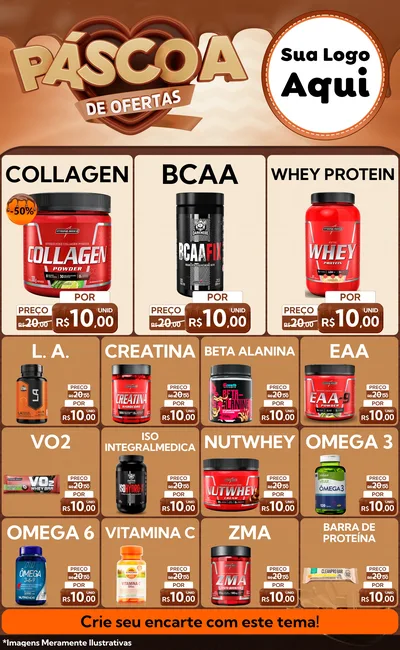 Modelo de Encarte para Encarte Grande com o tema Páscoa de Ofertas para Suplementos alimentares