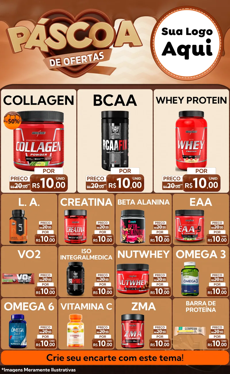 Modelo de Encarte para Encarte Grande com o tema Páscoa de Ofertas para Suplementos alimentares