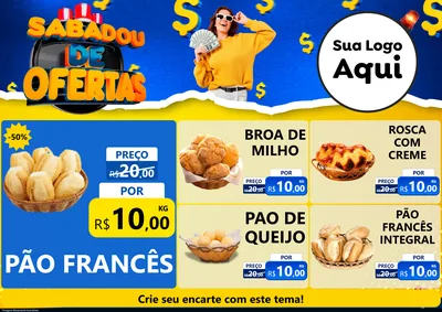 Modelo de Encarte para Encarte A4 Horizontal com o tema Sabadou de Ofertas para Padaria