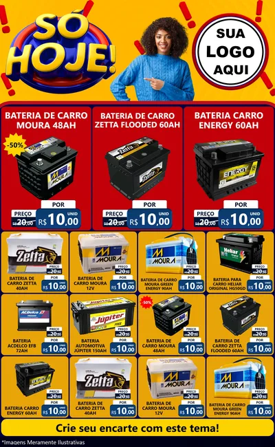 Modelo de Encarte para Encarte Grande com o tema Só Hoje! para Baterias Elétricas