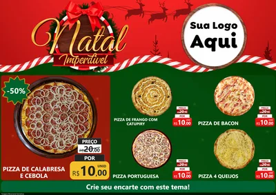 Modelo de Encarte para Encarte A4 Horizontal com o tema Natal Imperdível para Pizzaria
