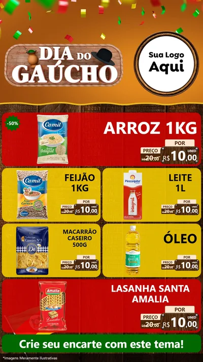 Modelo de TV para TV Vertical com o tema Dia do Gaúcho para Supermercado