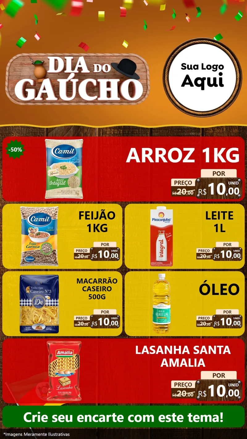 Modelo de TV para TV Vertical com o tema Dia do Gaúcho para Supermercado