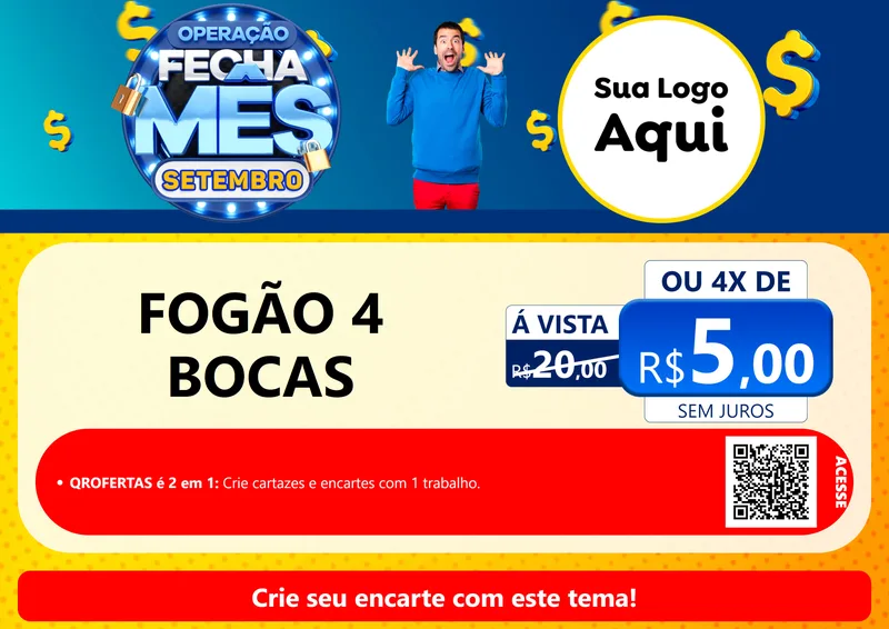 Modelo de Cartaz para Cartaz A4 Horizontal com o tema Operação Fecha Mês Setembro para Móveis e Eletro