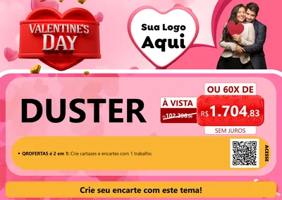 Modelo de Cartaz para Cartaz A4 Horizontal com o tema Valentine's Day para Concessionaria de Carros
