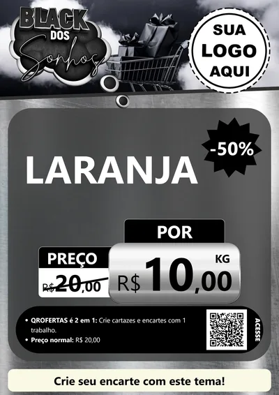 Modelo de Cartaz para Cartaz A4 Vertical com o tema Black dos Sonhos para Hortifrúti