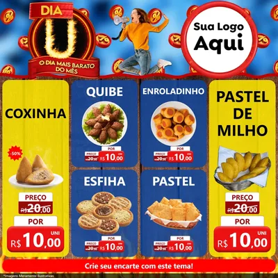 Modelo de Rede Social para Feed Facebook com o tema Dia U - O Dia Mais Barato Do Mês para Salgadaria