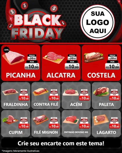 Modelo de Rede Social para Feed Instagram com o tema Black Friday para Açougue