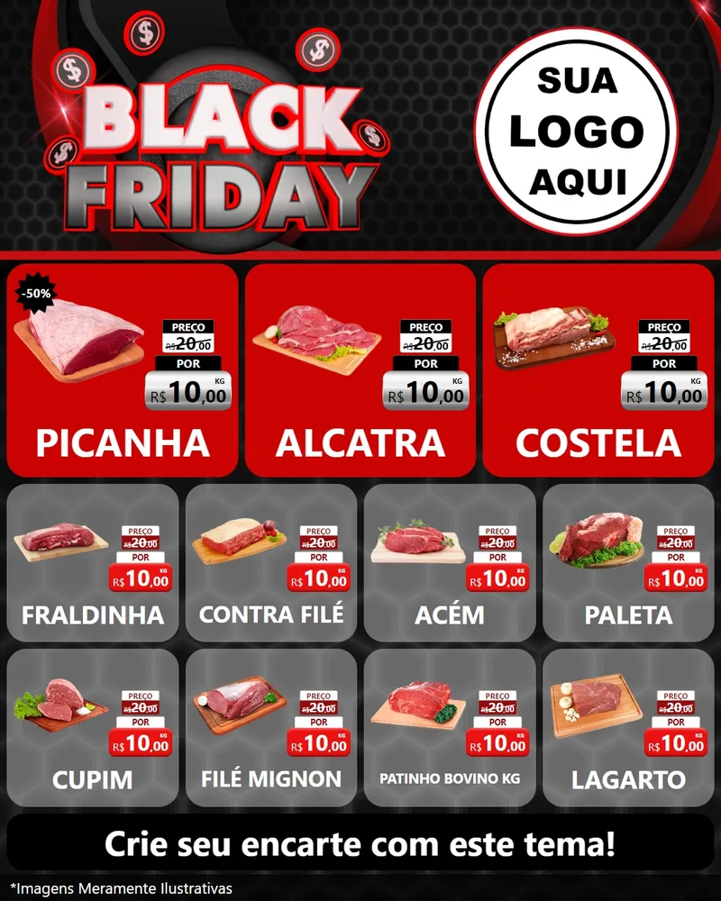 Modelo de Rede Social para Feed Instagram com o tema Black Friday para Açougue
