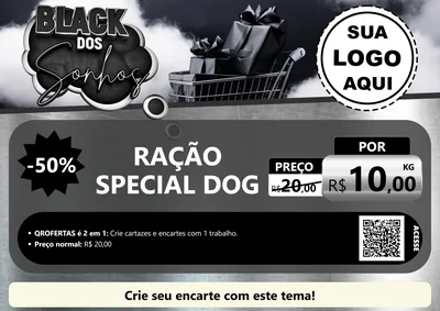 Modelo de Cartaz para Cartaz A4 Horizontal com o tema Black dos Sonhos para Pet Shop