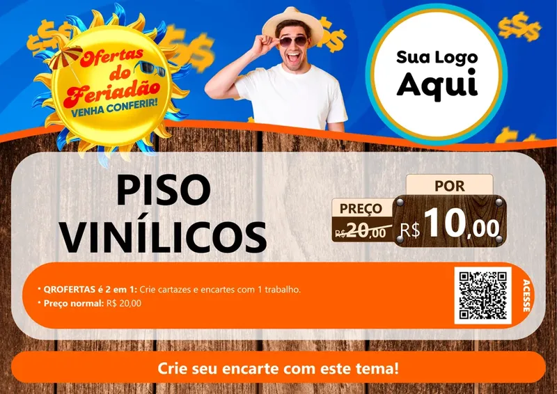 Modelo de Cartaz para Cartaz A4 Horizontal com o tema Ofertas do Feriadão para Material para Construção