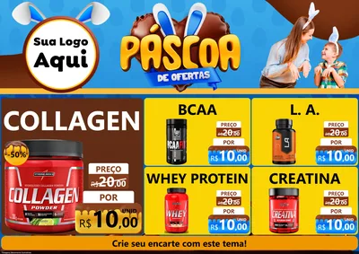 Modelo de Encarte para Encarte A4 Horizontal com o tema Páscoa de Ofertas para Suplementos alimentares