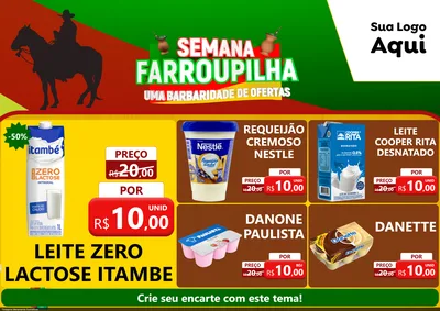 Modelo de Encarte para Encarte A4 Horizontal com o tema Semana Farroupilha - Uma Barbaridade de Ofertas para Frios e Laticínios