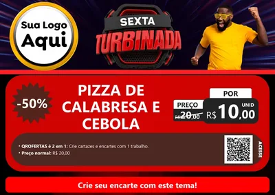 Modelo de Cartaz para Cartaz A4 Horizontal com o tema Sexta Turbinada para Pizzaria