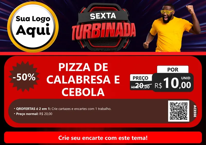 Modelo de Cartaz para Cartaz A4 Horizontal com o tema Sexta Turbinada para Pizzaria