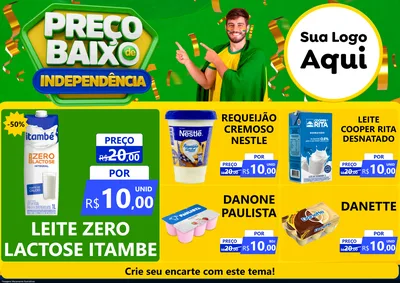 Modelo de Encarte para Encarte A4 Horizontal com o tema Preço Baixo de Independência para Frios e Laticínios
