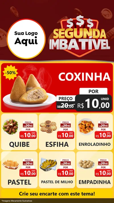 Modelo de Rede Social para Stories com o tema Segunda Imbatível para Salgadaria