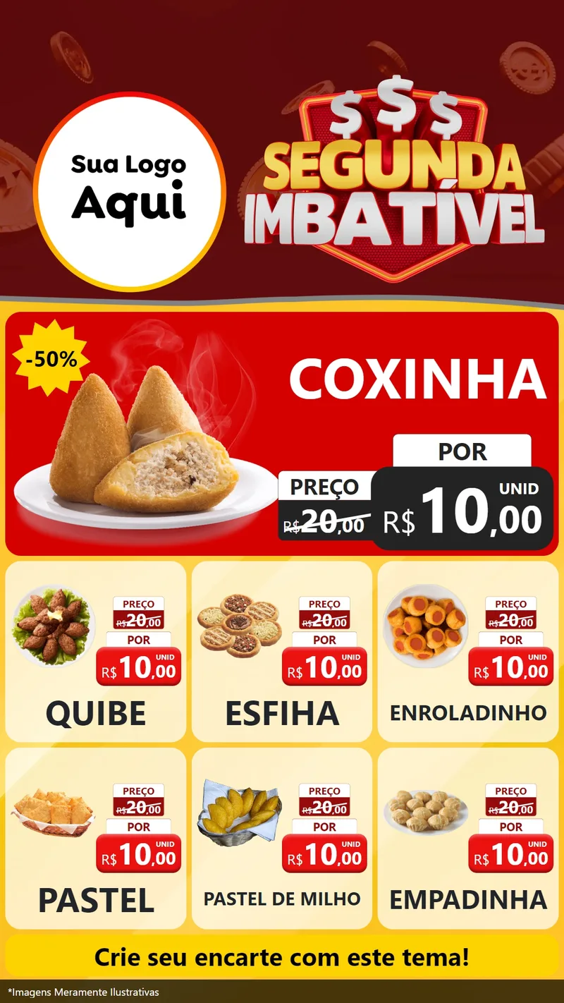 Modelo de Rede Social para Stories com o tema Segunda Imbatível para Salgadaria