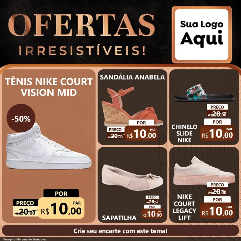 Modelo de Rede Social para Feed Facebook com o tema Ofertas Irresistíveis! para Calçados