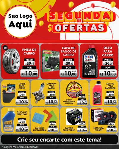 Modelo de Rede Social para Feed Instagram com o tema Segunda de Ofertas para Auto peças