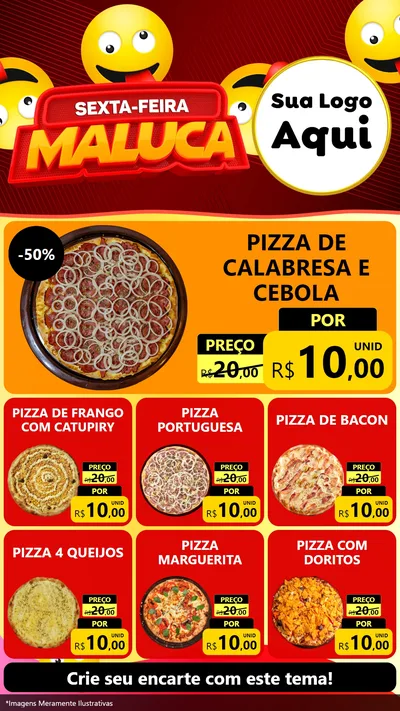 Modelo de Rede Social para Stories com o tema Sexta-feira Maluca para Pizzaria