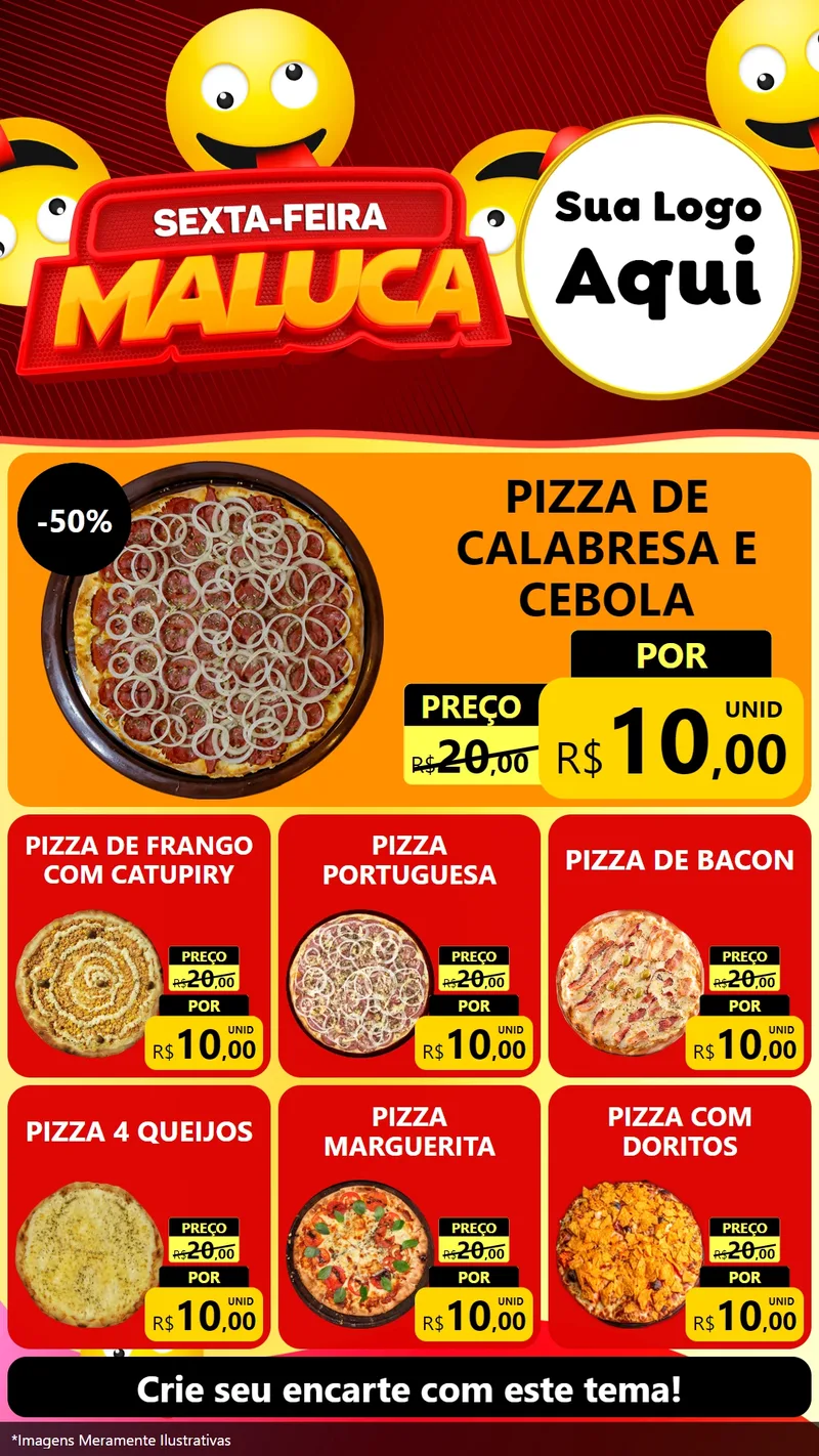 Modelo de Rede Social para Stories com o tema Sexta-feira Maluca para Pizzaria