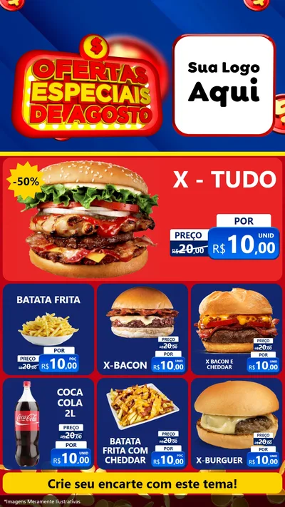 Modelo de Rede Social para Stories com o tema Ofertas Especiais de Agosto para Hamburgueria
