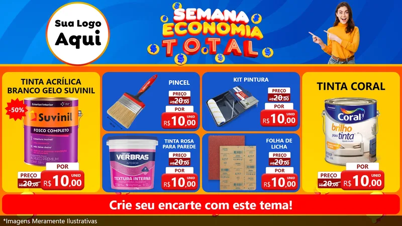 Modelo de TV para TV Horizontal com o tema Semana Economia Total para Tintas e Ferramentas