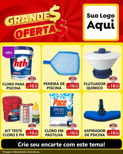 Modelo de Rede Social para Feed Instagram com o tema Grandes Ofertas para Produtos para Piscina