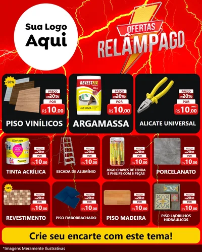 Modelo de Rede Social para Feed Instagram com o tema Ofertas Relâmpago para Material para Construção