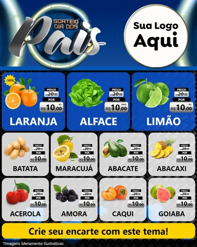Modelo de Rede Social para Feed Instagram com o tema Sorteio Dia Dos Pais para Hortifrúti