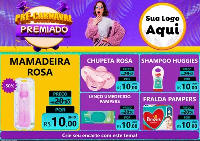Modelo de Encarte para Encarte A4 Horizontal com o tema Pré-Carnaval Premiado para Bebês