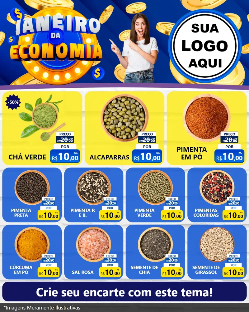 Modelo de Rede Social para Feed Instagram com o tema Janeiro da Economia para Produtos Naturais
