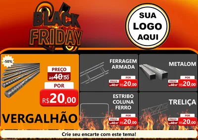 Modelo de Encarte para Encarte A4 Horizontal com o tema Black Friday para Ferragens