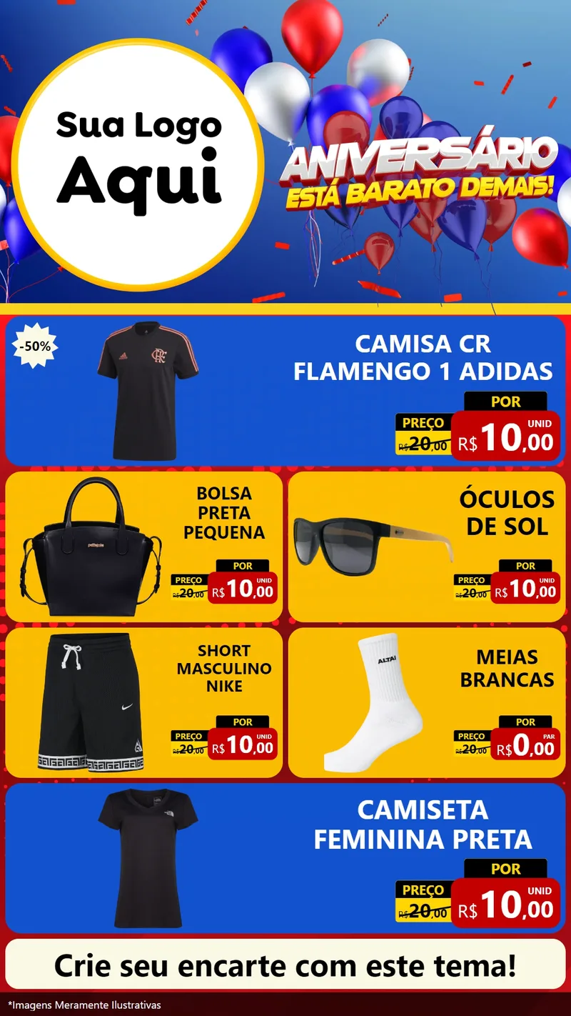 Modelo de TV para TV Vertical com o tema Aniversário para Roupas e acessórios