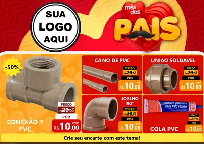Modelo de Encarte para Encarte A4 Horizontal com o tema Mês Dos Pais para Tubos e conexões