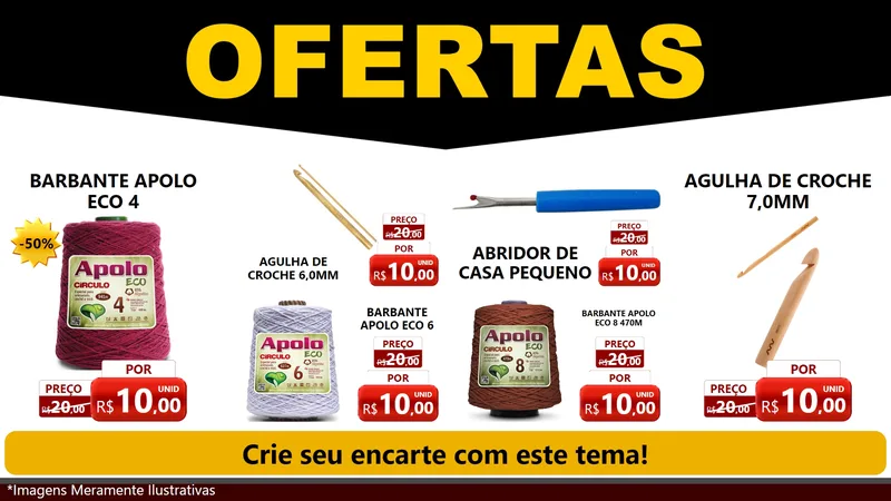 Modelo de TV para TV Horizontal com o tema Ofertas Preto e Vermelho Cartaz para Armarinho e Aviamentos