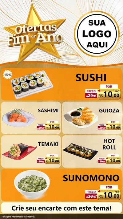 Modelo de TV para TV Vertical com o tema Ofertas Fim de Ano para Comida japonesa