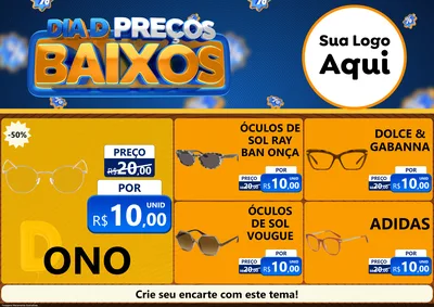Modelo de Encarte para Encarte A4 Horizontal com o tema Dia D Preço Baixo para Óticas