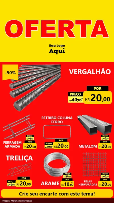 Modelo de Rede Social para Stories com o tema OFERTA - Vermelho Cartaz para Ferragens