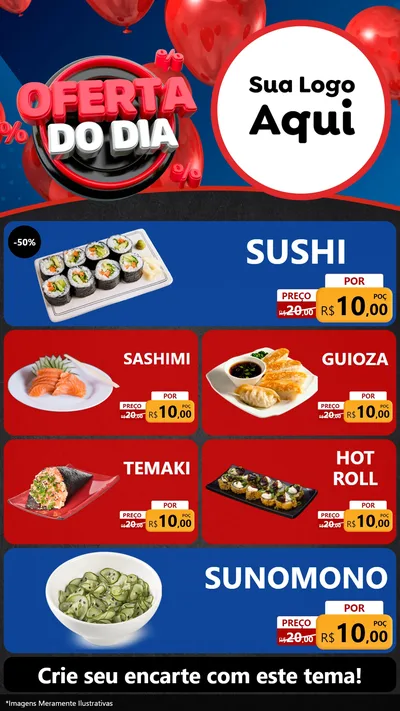 Modelo de TV para TV Vertical com o tema Oferta do Dia para Comida japonesa