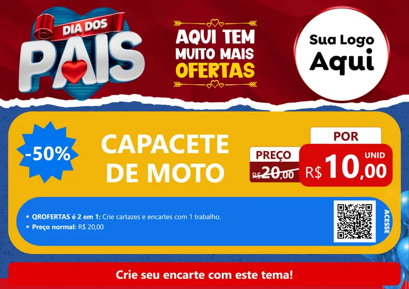 Modelo de Cartaz para Cartaz A4 Horizontal com o tema Dia dos Pais para Moto peças