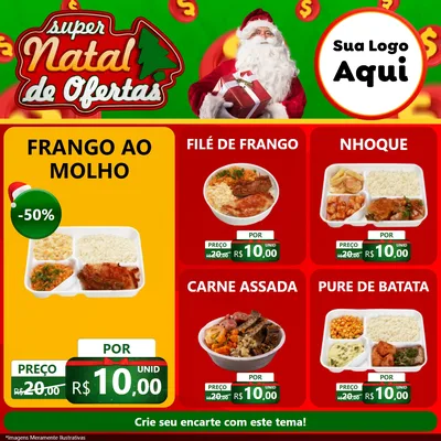 Modelo de Rede Social para Feed Facebook com o tema Super Natal de Ofertas para Restaurante