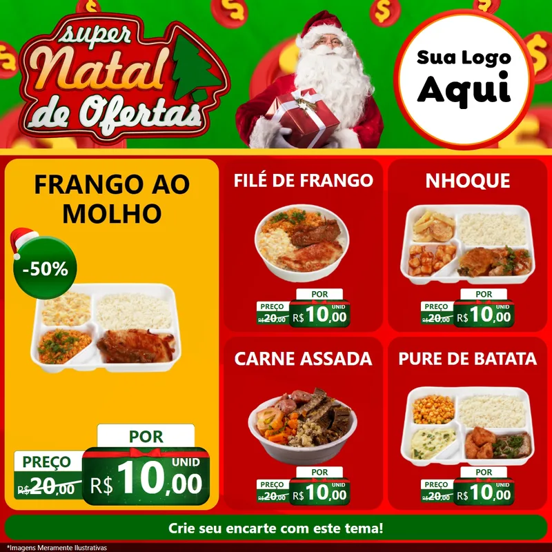 Modelo de Rede Social para Feed Facebook com o tema Super Natal de Ofertas para Restaurante