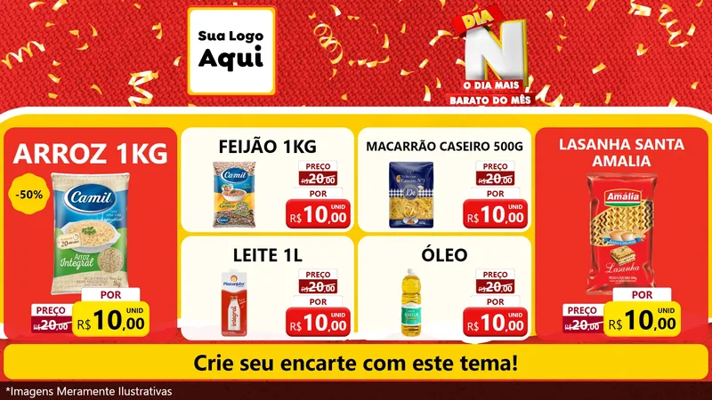 Modelo de TV para TV Horizontal com o tema Dia N o Dia Mais Barato do Mês para Supermercado