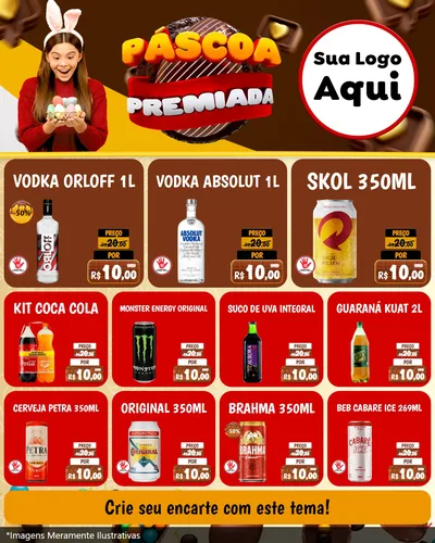 Modelo de Rede Social para Feed Instagram com o tema Páscoa Premiada para Distribuidora de bebidas