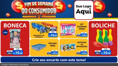 Modelo de TV para TV Horizontal com o tema Fim de Semana do Consumidor para Brinquedos